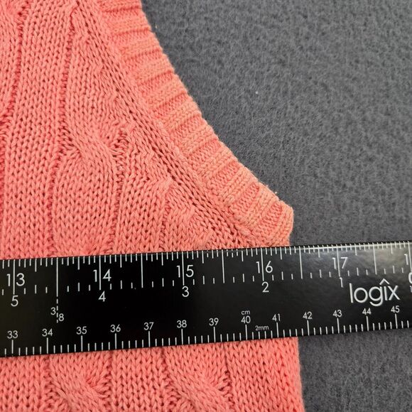 Chico's Women 2 US L/12  Pink Linen Blend Cable Knit Sweater Tank Vest - Picture 9 of 9